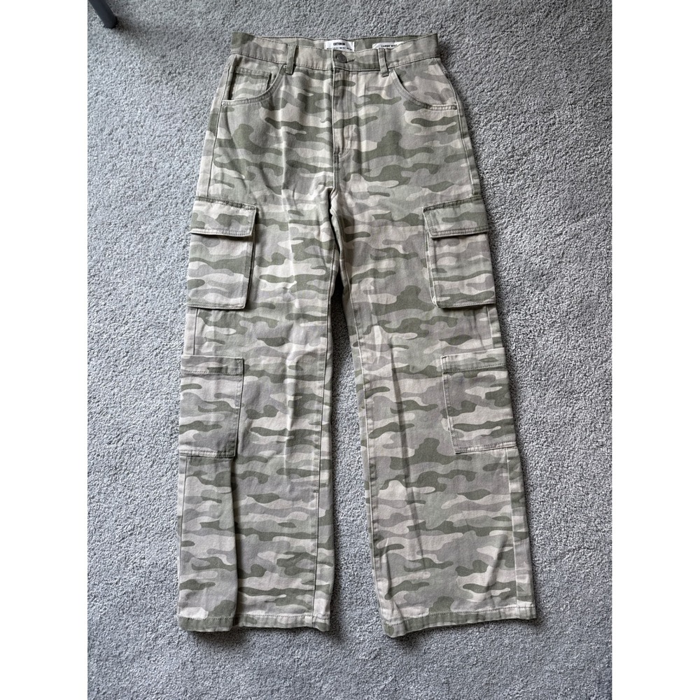 Cotton‎ On Womens Cargo Wide Leg Jean Camo Print High Rise Pants Size 6 US 30x31